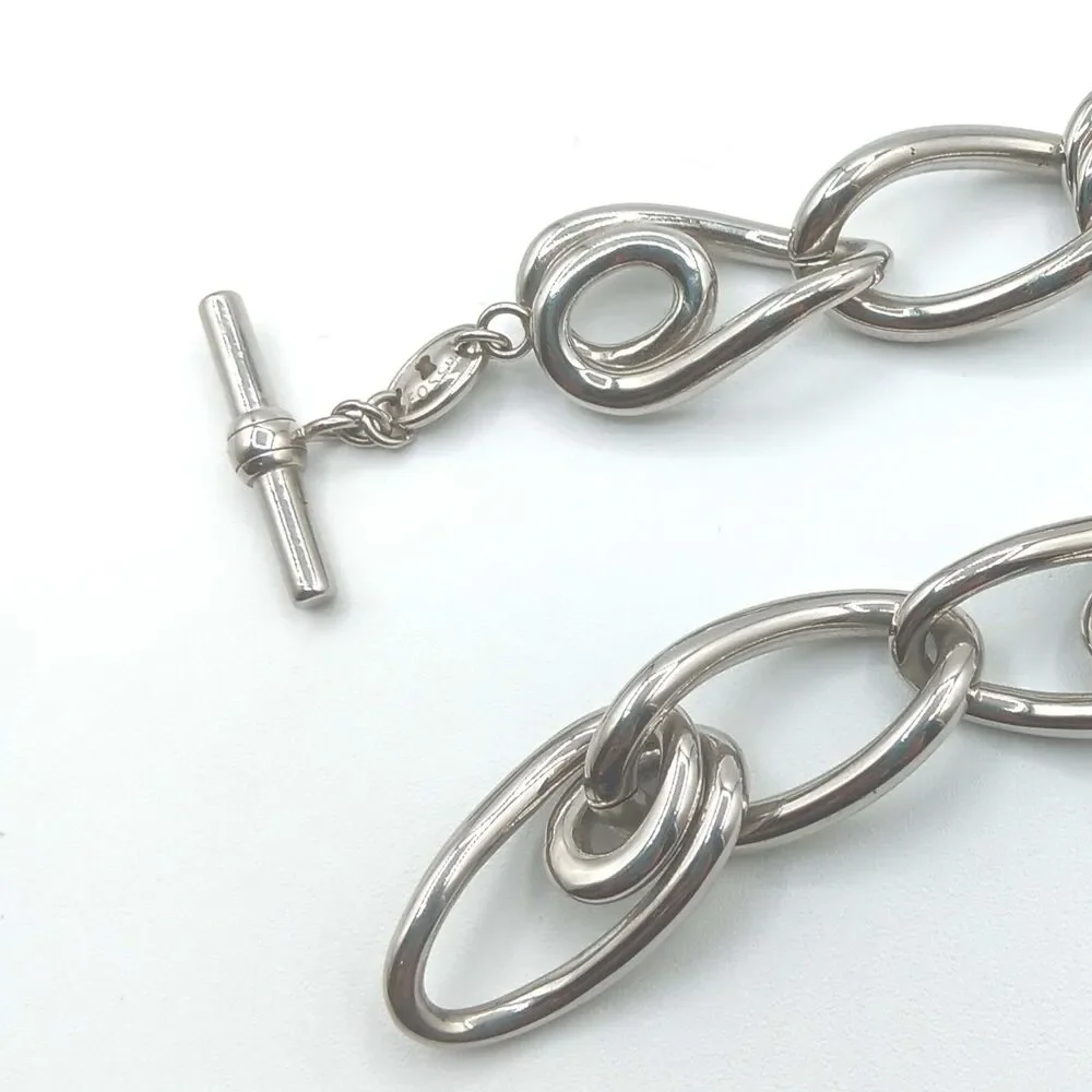 Fossil Chain Link Bracelet 8” Stainless Steel Unisex Toggle Chunky Whimsigoth